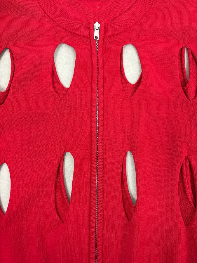 Moschino Love Desctructured Cut Through Red Cardigan JpARrIM 8
