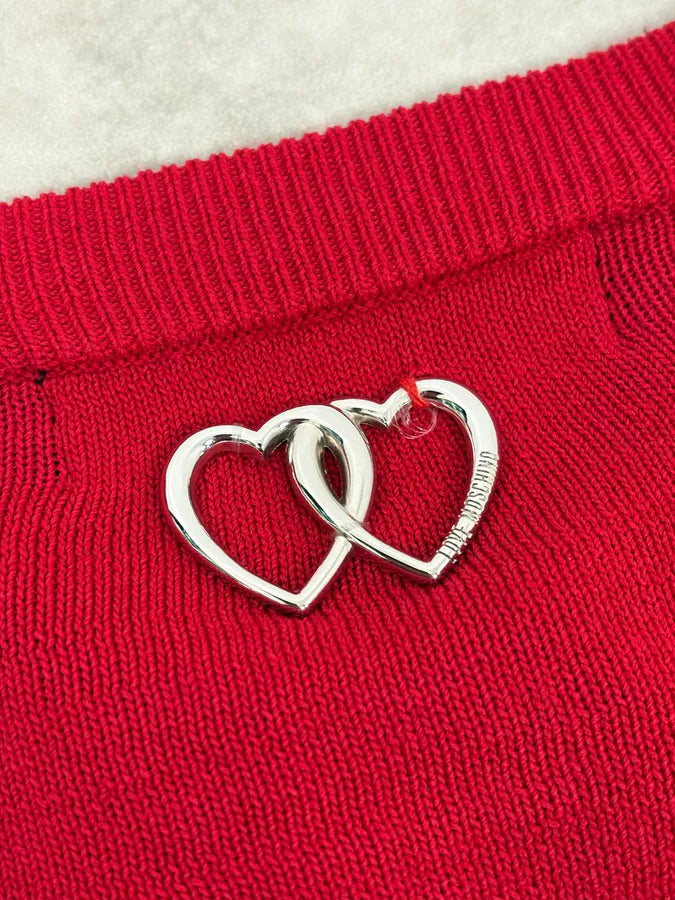 Moschino Love Desctructured Cut Through Red Cardigan JpARrIM 9