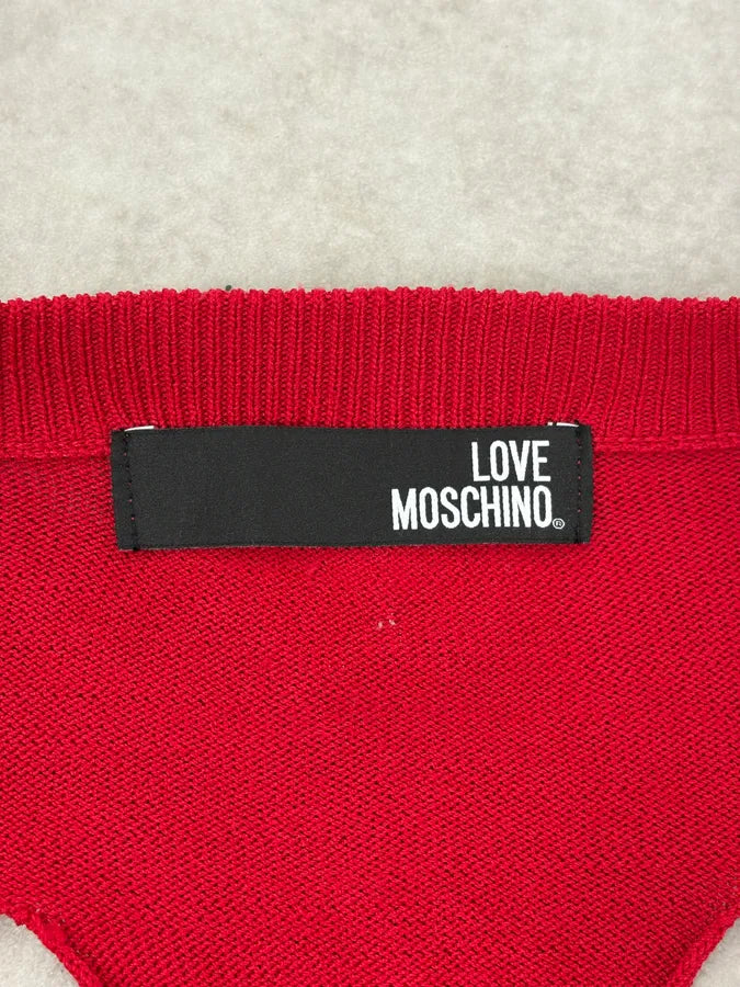 Moschino Love Desctructured Cut Through Red Cardigan JpARrIM 10