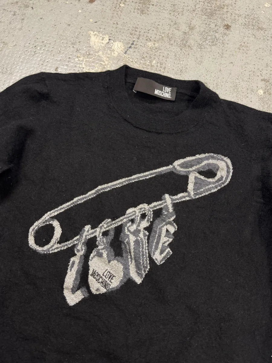 Moschino Love Pin Black Wool Sweater WMkbuAo 1