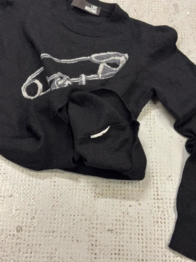 Moschino Love Pin Black Wool Sweater WMkbuAo 3