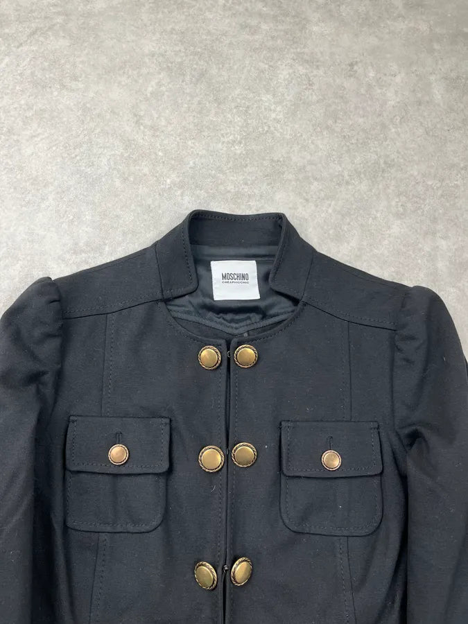 Moschino Napoleon Officer Buttoned Black Jacket eiLoZWP 5