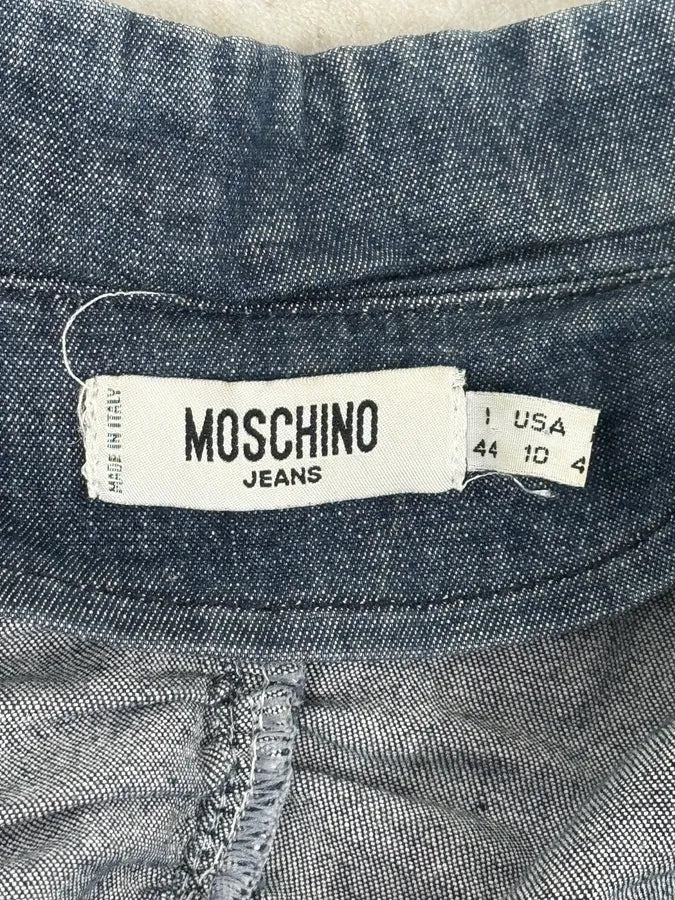 Moschino Navy Gathered Denim Zip-Up Jacket SUCUMFi 10