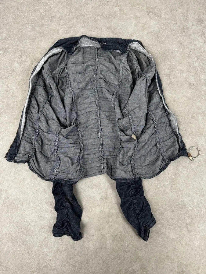 Moschino Navy Gathered Denim Zip-Up Jacket SUCUMFi 6