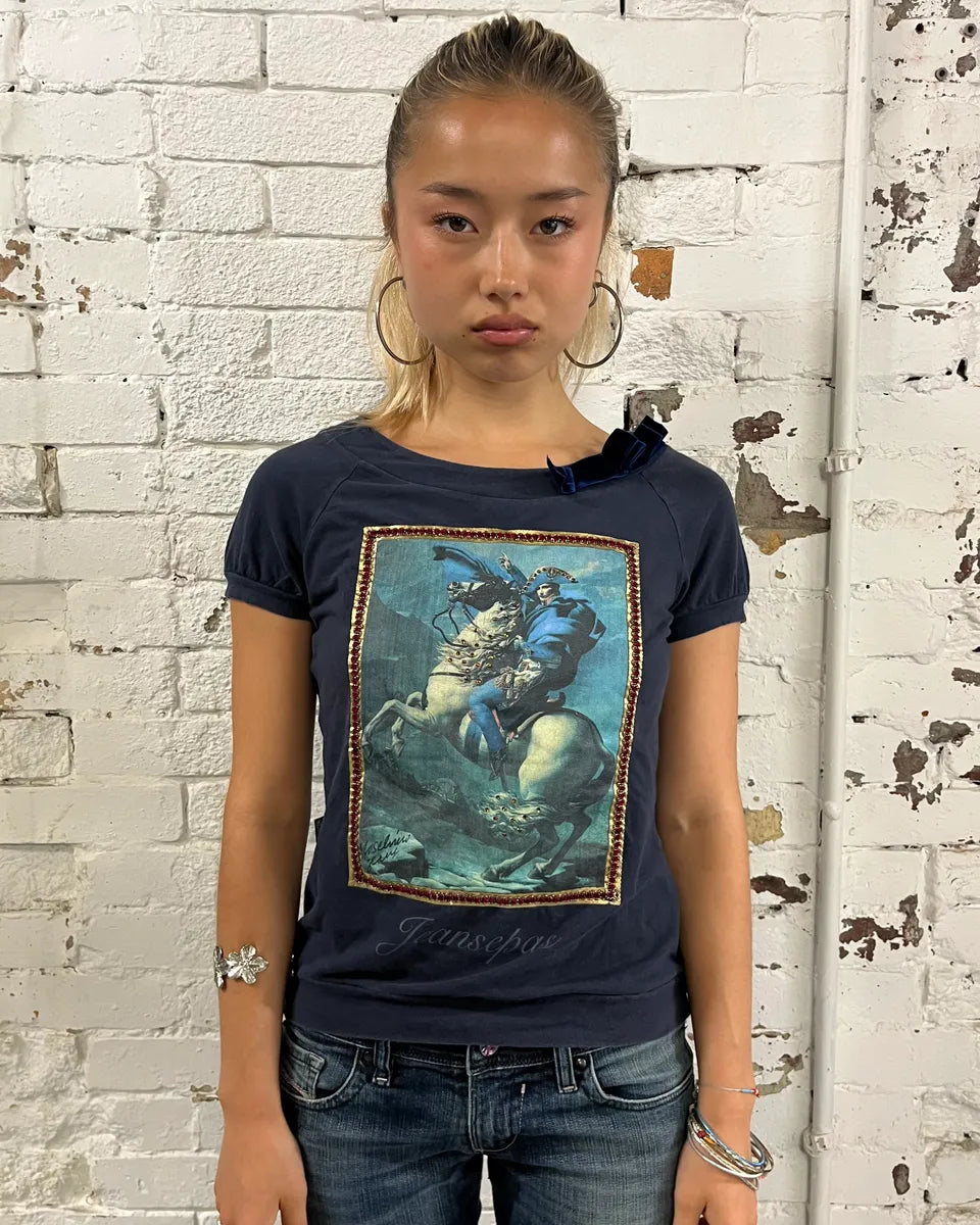 Moschino Navy Graphic Print T-Shirt vQyNlYQ 1