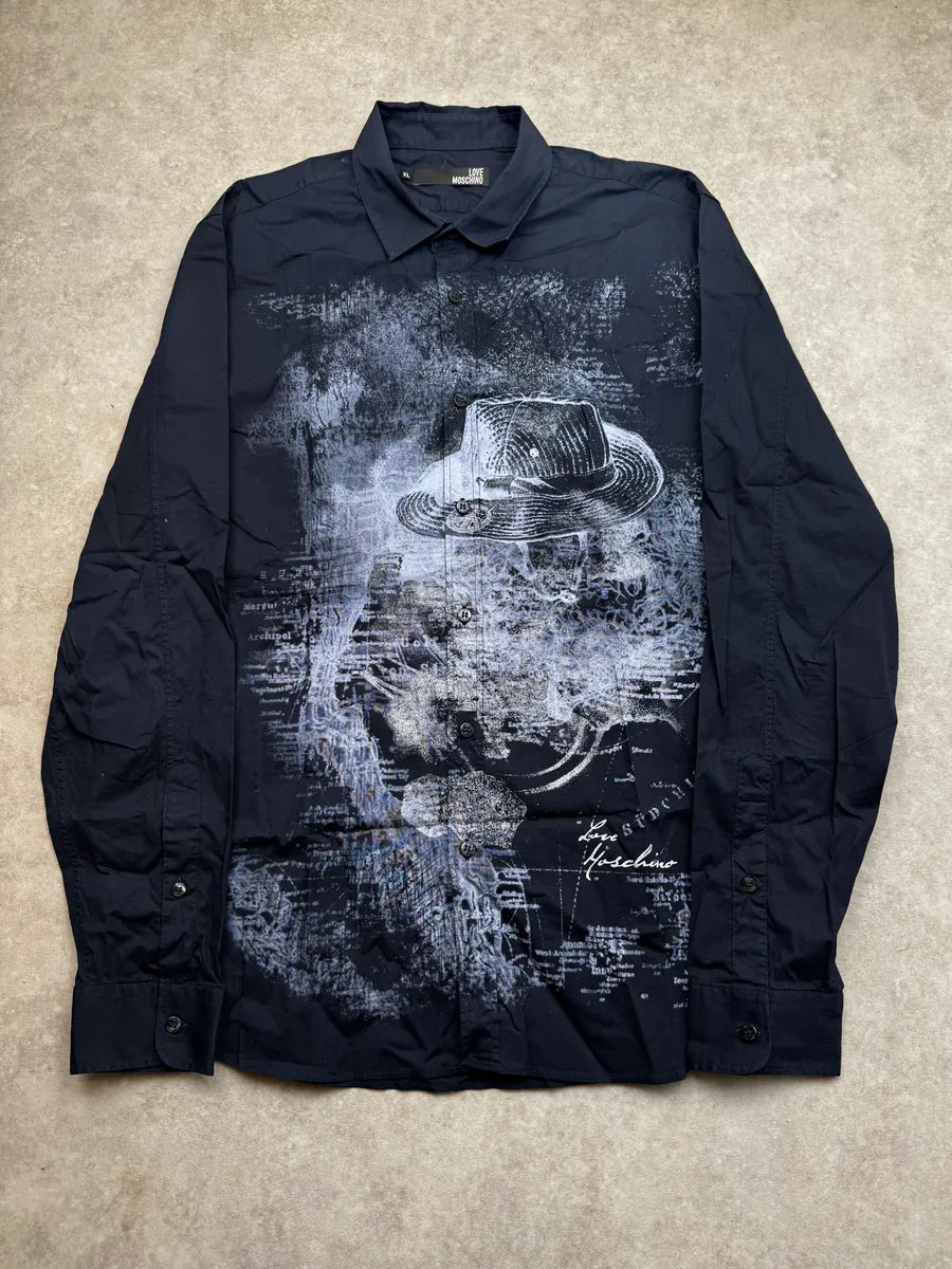 Moschino Navy Smoke Cowboy Print Shirt bITzWMn 0