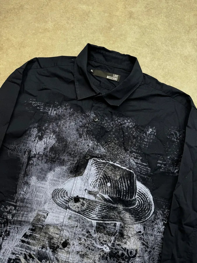 Moschino Navy Smoke Cowboy Print Shirt bITzWMn 4