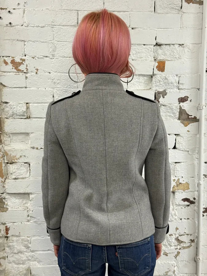 Moschino Officer Double-Breasted Grey Wool Jacket CDSUgaR 1