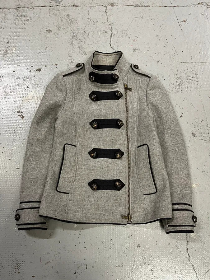 Moschino Officer Double-Breasted Grey Wool Jacket CDSUgaR 2