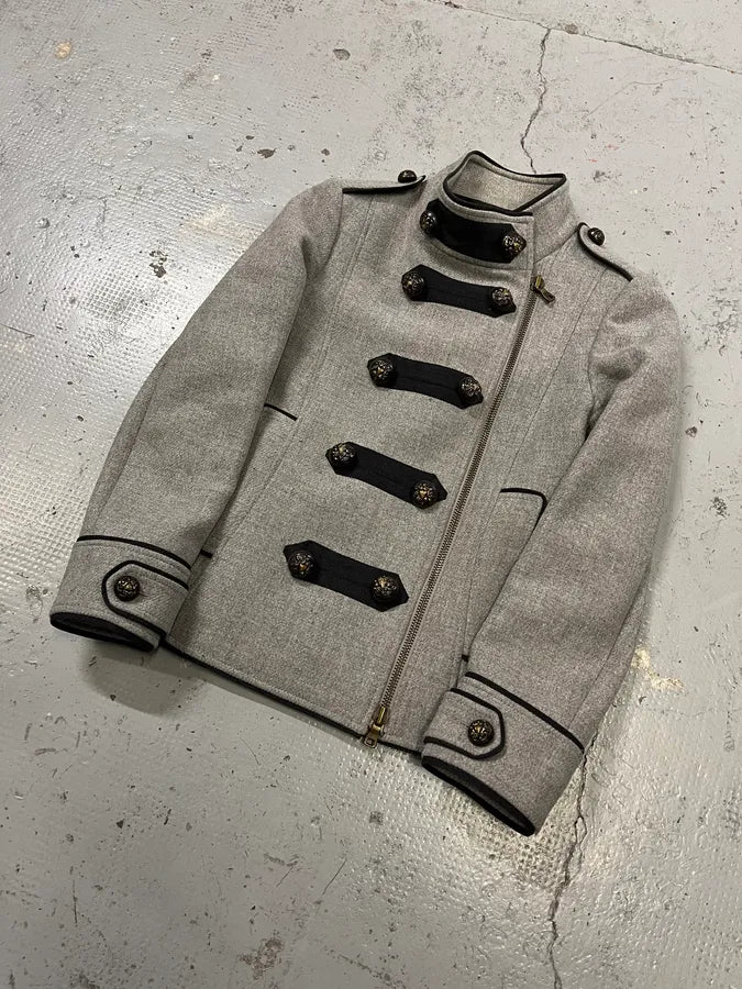 Moschino Officer Double-Breasted Grey Wool Jacket CDSUgaR 3