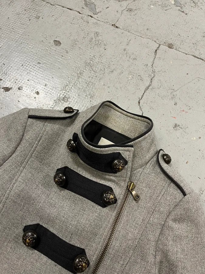Moschino Officer Double-Breasted Grey Wool Jacket CDSUgaR 4