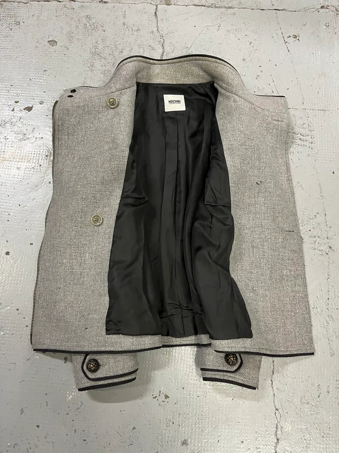 Moschino Officer Double-Breasted Grey Wool Jacket CDSUgaR 7