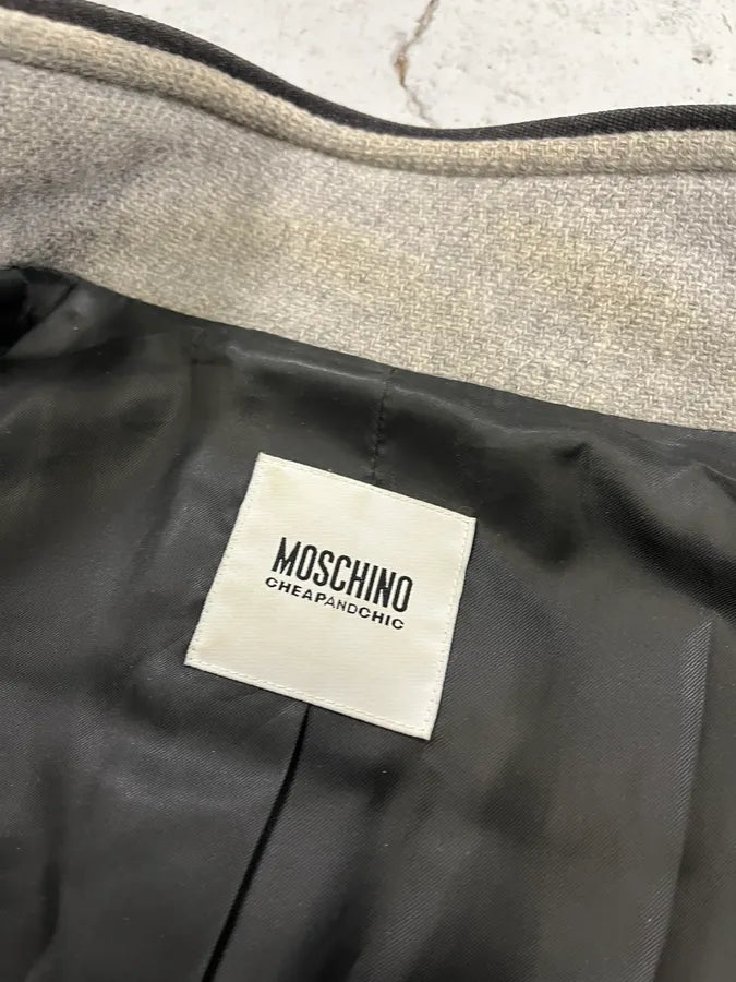 Moschino Officer Double-Breasted Grey Wool Jacket CDSUgaR 8