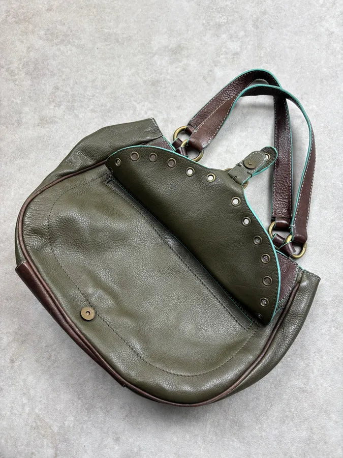 Moschino Olive Leather Eyelet Handle Bag KHwHECL 17