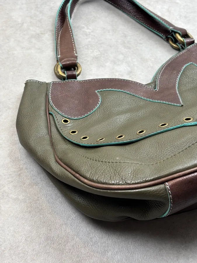 Moschino Olive Leather Eyelet Handle Bag KHwHECL 6