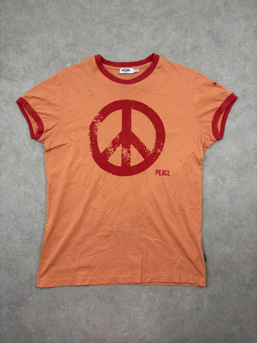 2000s Moschino Orange Peace Symbol T-Shirt ztIXygZ 0