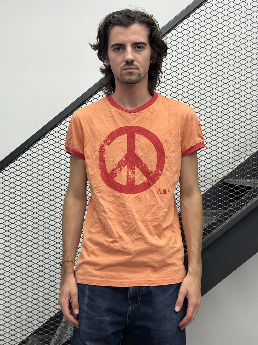 2000s Moschino Orange Peace Symbol T-Shirt ztIXygZ 1