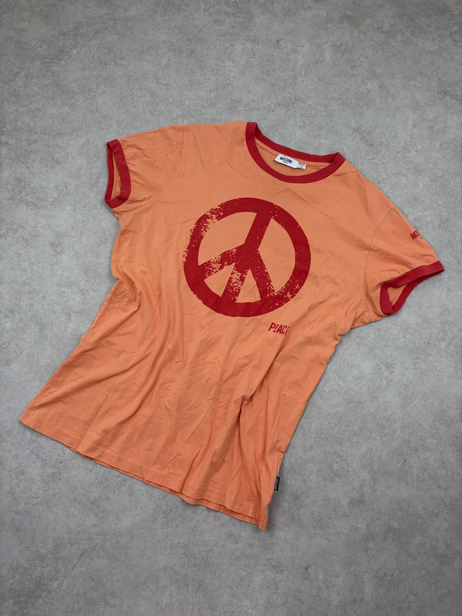 2000s Moschino Orange Peace Symbol T-Shirt ztIXygZ 3