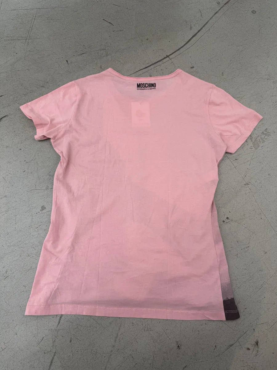 Moschino Paris Pink Eiffel Tower Graphic T-Shirt JxSNRQT 1