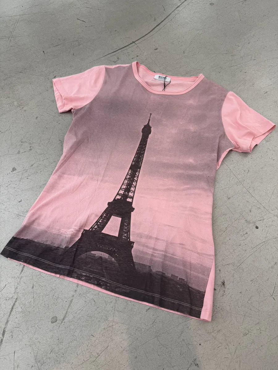 Moschino Paris Pink Eiffel Tower Graphic T-Shirt JxSNRQT 2