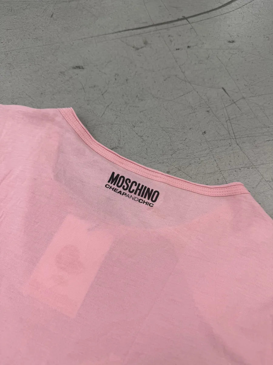 Moschino Paris Pink Eiffel Tower Graphic T-Shirt JxSNRQT 3