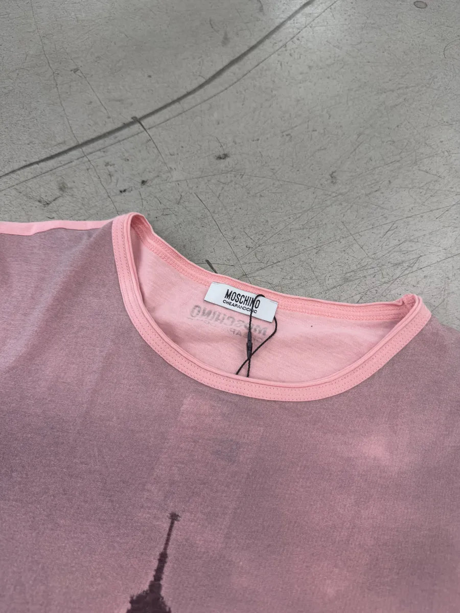 Moschino Paris Pink Eiffel Tower Graphic T-Shirt JxSNRQT 4