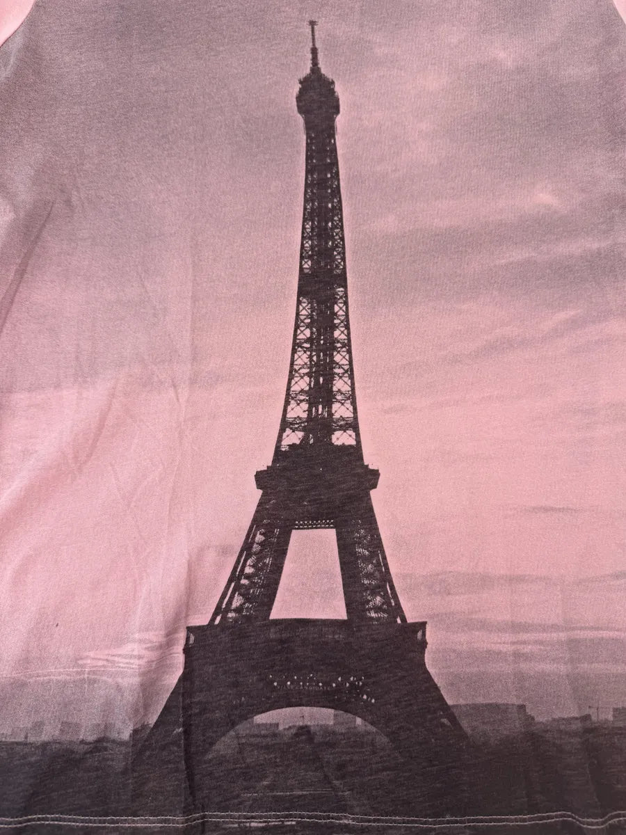 Moschino Paris Pink Eiffel Tower Graphic T-Shirt JxSNRQT 5