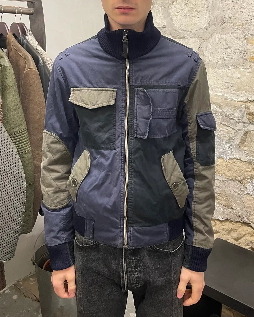 Moschino Patchwork Bomber Navy Black Khahi Jacket tYpFiRl 1