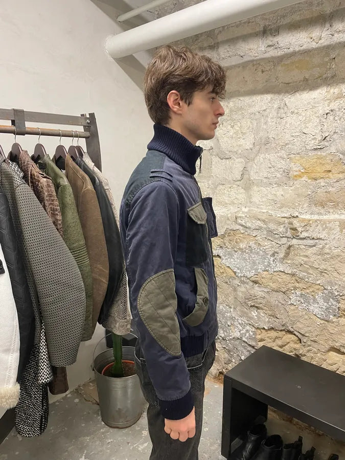 Moschino Patchwork Bomber Navy Black Khahi Jacket tYpFiRl 3