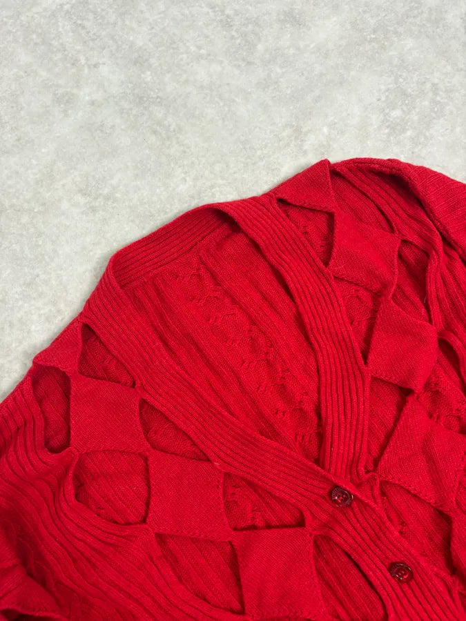Moschino Perfored Red Geometrical Cardigan BUYgnMJ 4