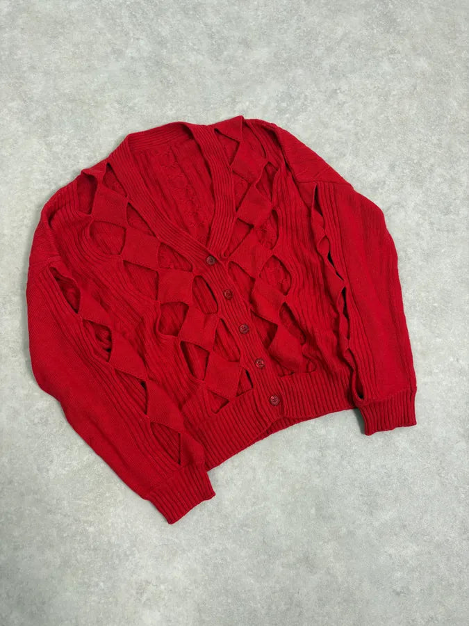 Moschino Perfored Red Geometrical Cardigan BUYgnMJ 3