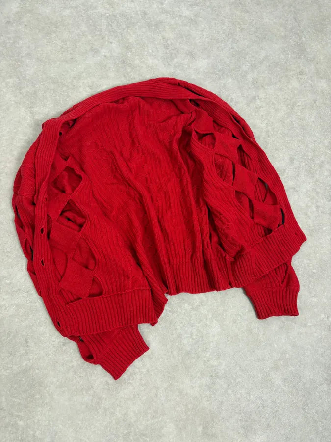 Moschino Perfored Red Geometrical Cardigan BUYgnMJ 6