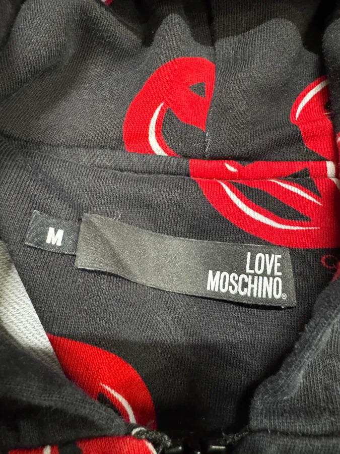 Moschino Red Peace Black Zipped Hoodie clfwPem 4