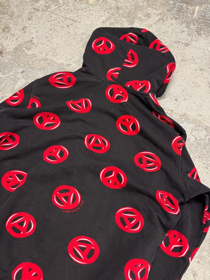 Moschino Red Peace Black Zipped Hoodie clfwPem 5