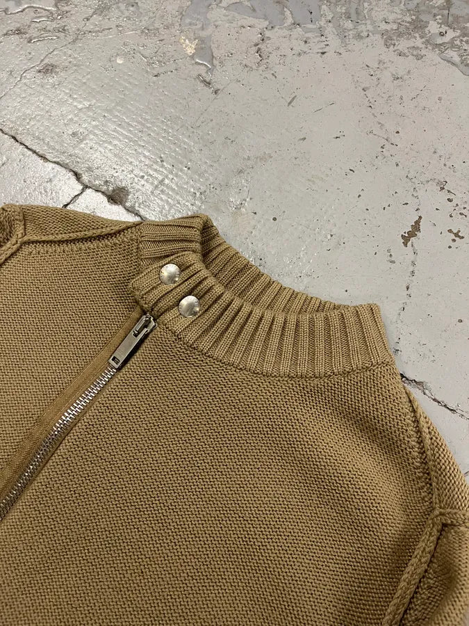 Moschino Red Star Back Logo Asymmetrical Beige Wool Sweater fmKaDCU 4