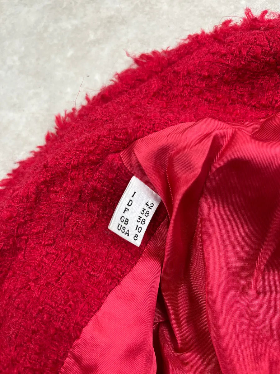 Moschino Red Tweed Frayed Blazer ObNkIyp 9