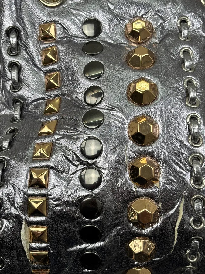 Moschino Silver Leather Studded Handle Bag YpUfvmY 14
