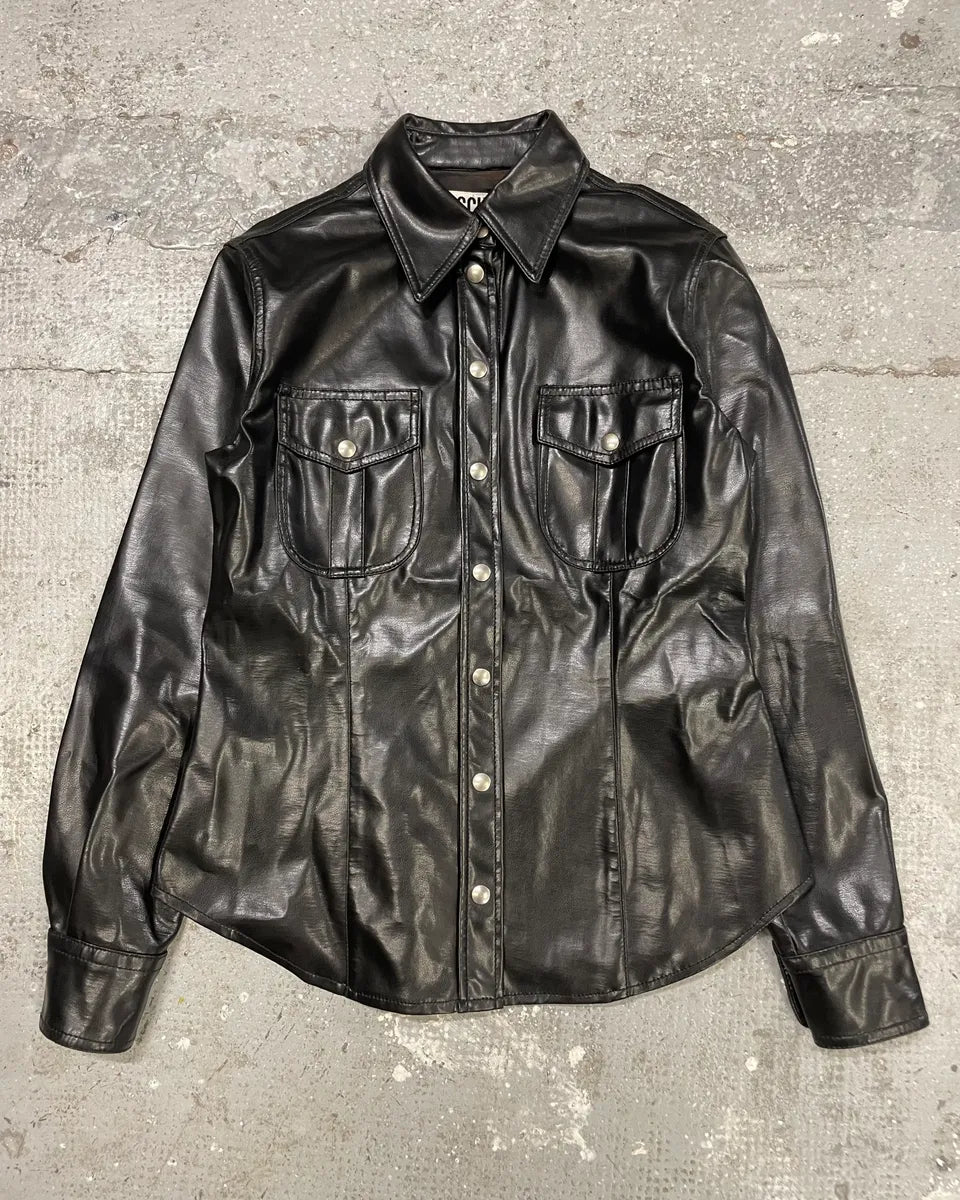 Moschino Sleek Eco Leather Black Shirt qUygtZJ 2