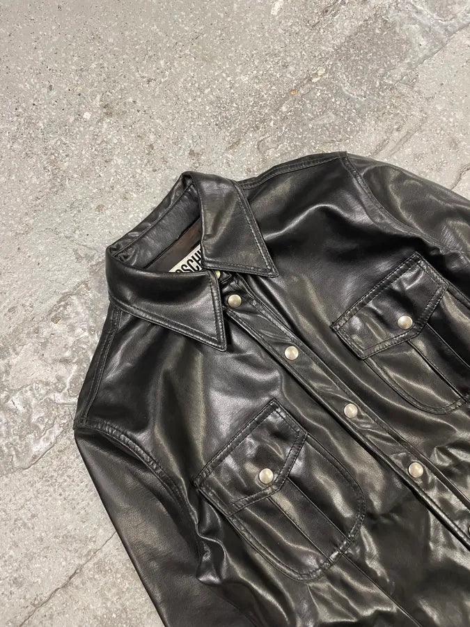 Moschino Sleek Eco Leather Black Shirt qUygtZJ 9