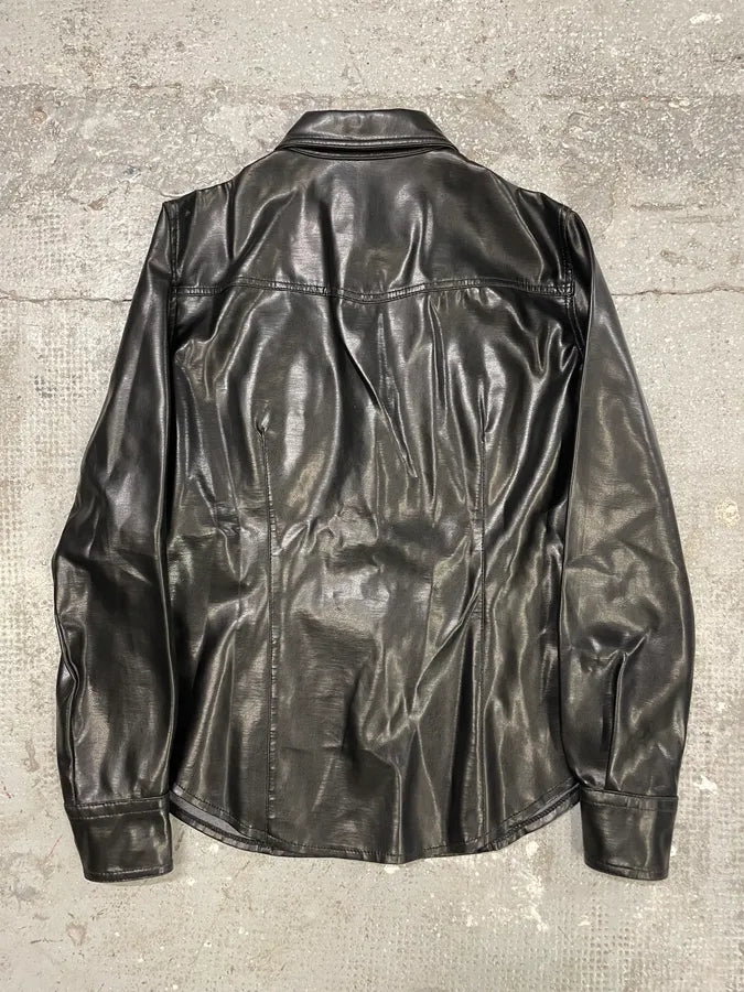 Moschino Sleek Eco Leather Black Shirt qUygtZJ 3