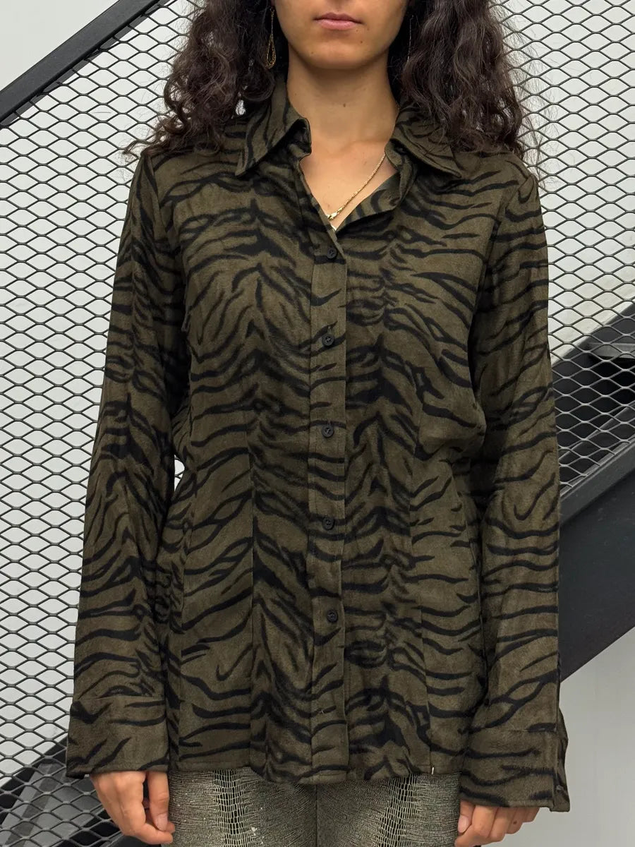 Moschino Tiger Dark Green Savage Shirt ovPUqlK 0
