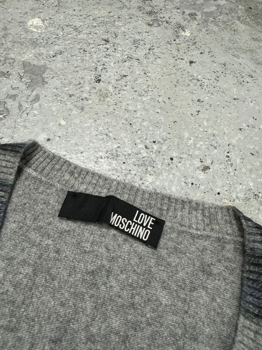 Moschino Trompe L’oeil Layered V Neck Grey Sweater akrDlxP 4