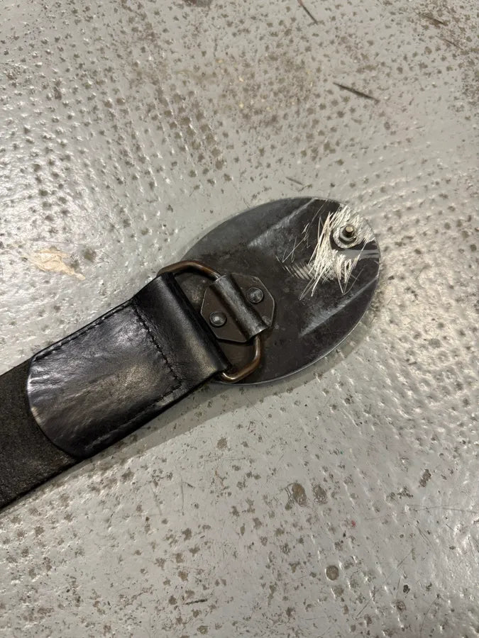 Moschino UK Flag Buckle Black Leather Belt bZrlrzt 5