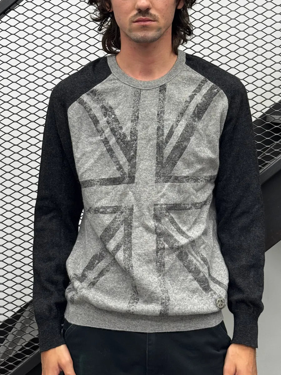 Moschino UK Flag Two Tone Grey Wool Sweater BfepbtQ 1