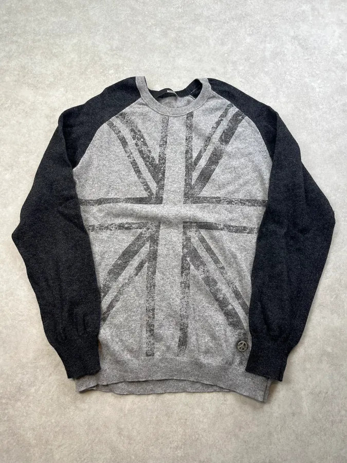 Moschino UK Flag Two Tone Grey Wool Sweater BfepbtQ 3