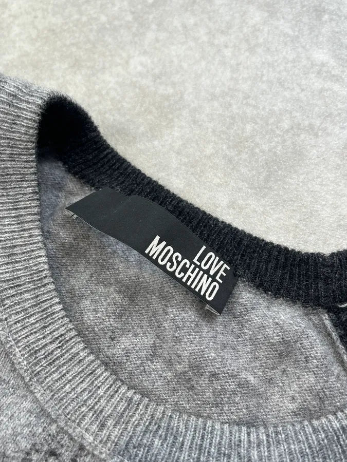 Moschino UK Flag Two Tone Grey Wool Sweater BfepbtQ 6