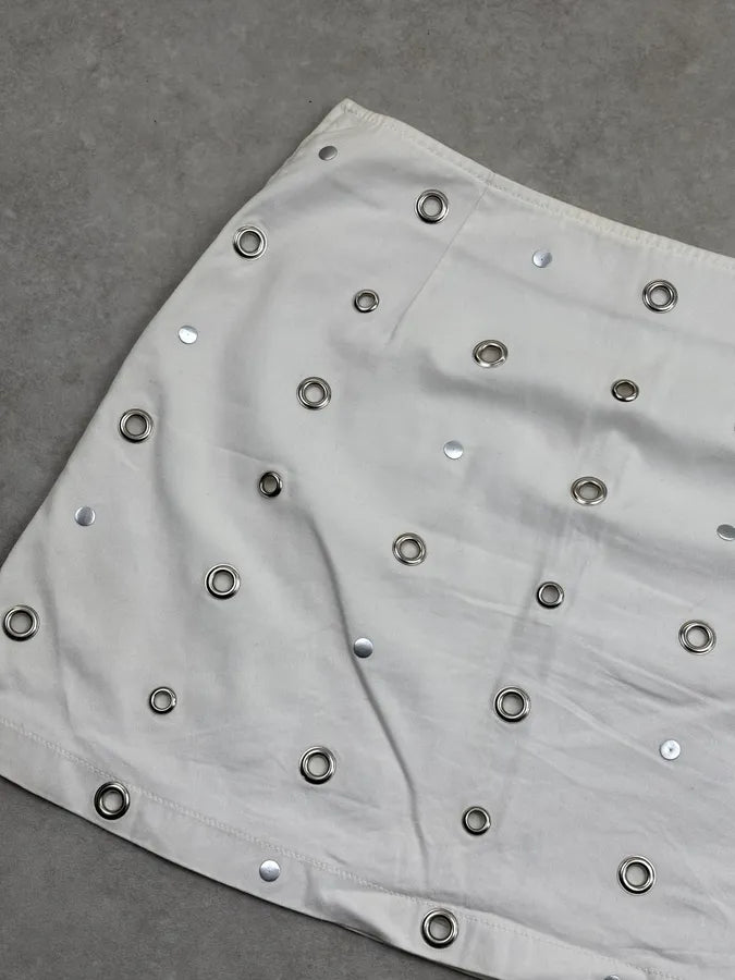 Moschino White Eyelet Studded Mini Skirt xbWyrtv 10