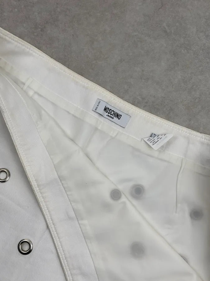 Moschino White Eyelet Studded Mini Skirt xbWyrtv 8