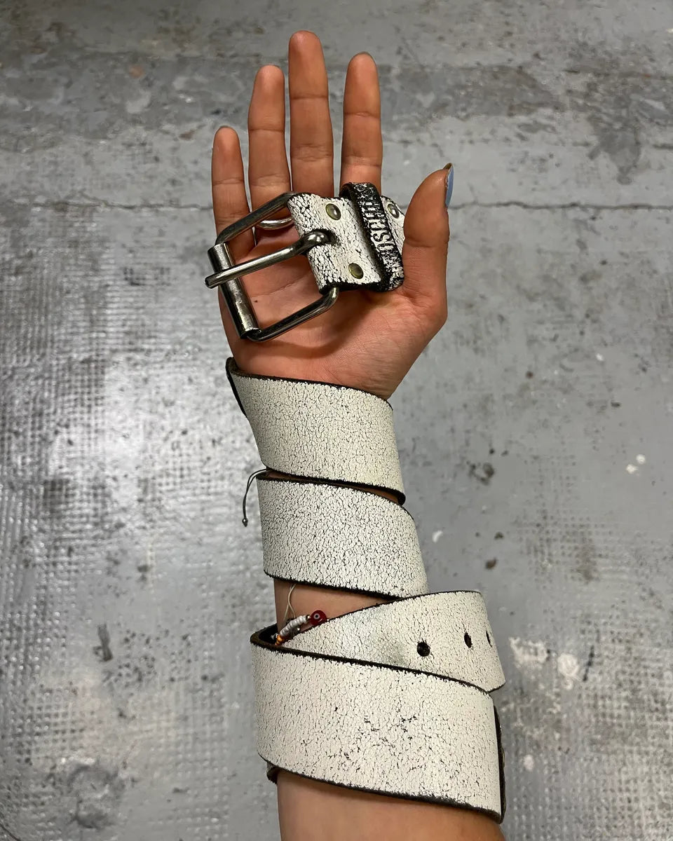 Moschino White Leather Eroded Belt ysZjpaw 0
