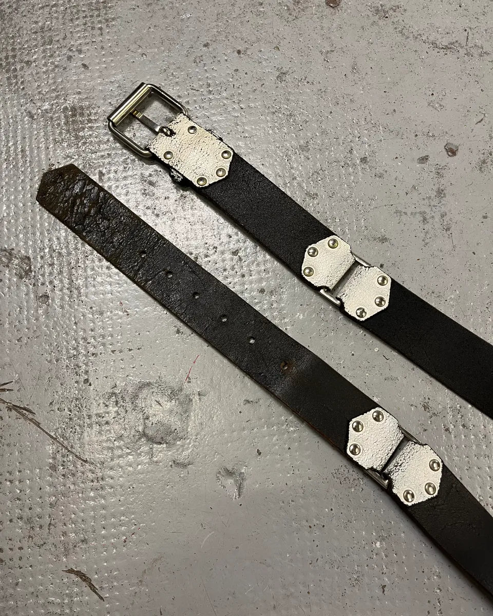 Moschino White Leather Eroded Belt ysZjpaw 3